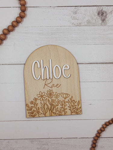 Birth Announcement Sign, Wildflower Baby Announcement Sign, Baby Name Announcement Sign, Unique Baby Name Sign, Personalized Baby Name Sign
